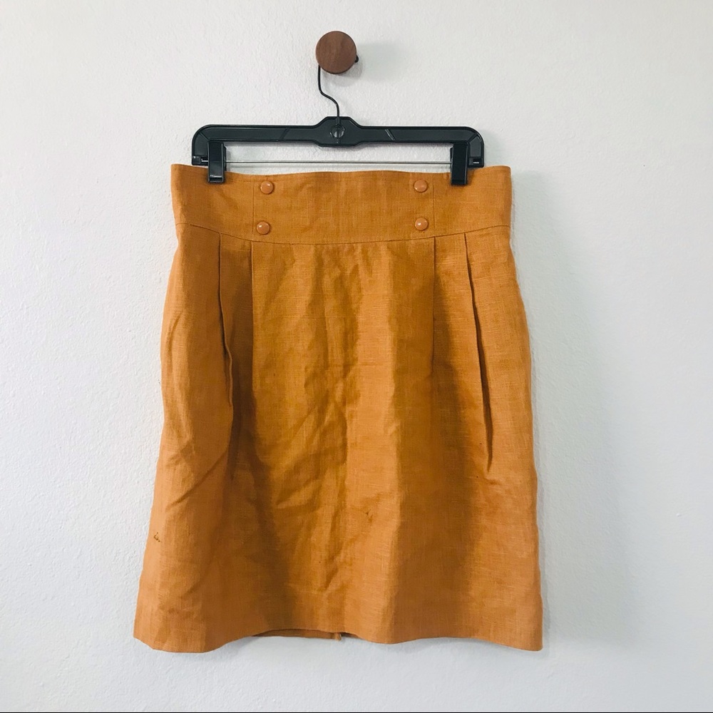 Vintage Lily Chao High Waist Linen Skirt sz 16 Summer Designer